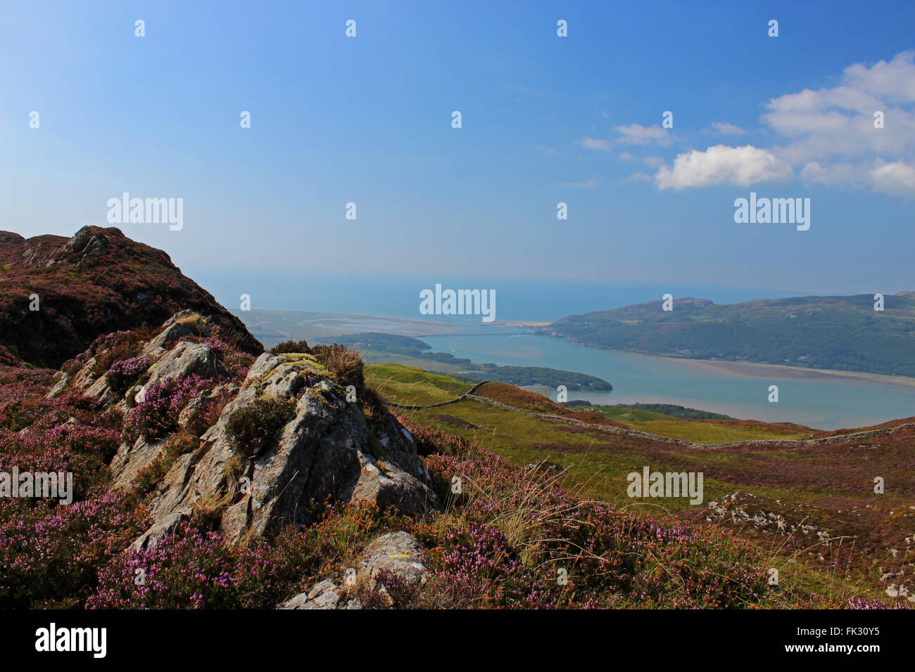 Vue sur Lac de Barmouth et Cregennen Bryn Brith Gwynedd au Pays de Galles Banque D'Images