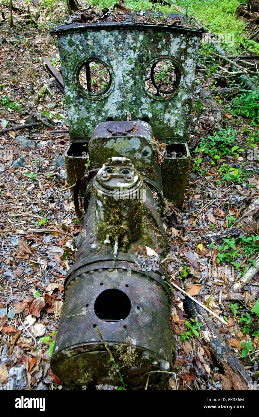 Vieille locomotive à Cana dans le parc national de Darien, province de Darién, République du Panama. Banque D'Images