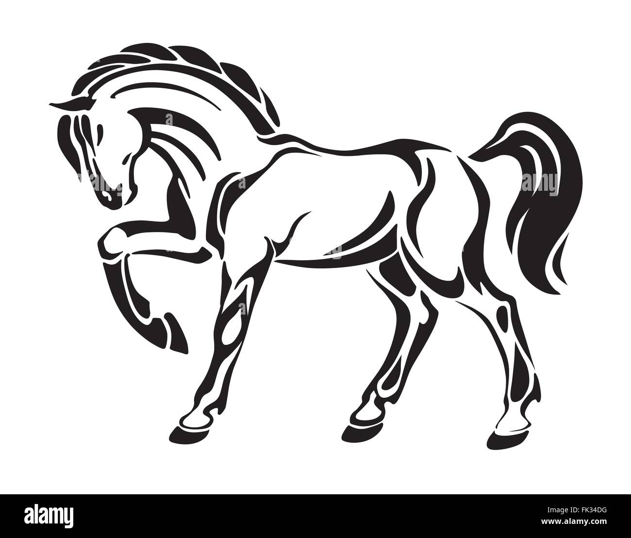 Tatouage cheval - dessin abstrait vecteur graphique stylisé Illustration de Vecteur