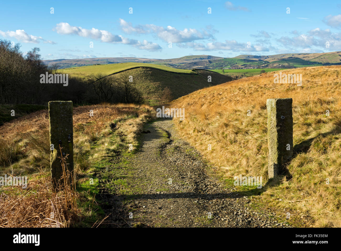 La voie agricole à Syke Moor, Blackstone ci-dessous. Près de Syke, Littleborough, Greater Manchester, UK Banque D'Images