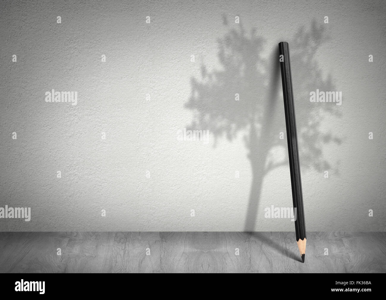 L'écologie créative concept, avec crayon ombre de tree with copy space Banque D'Images