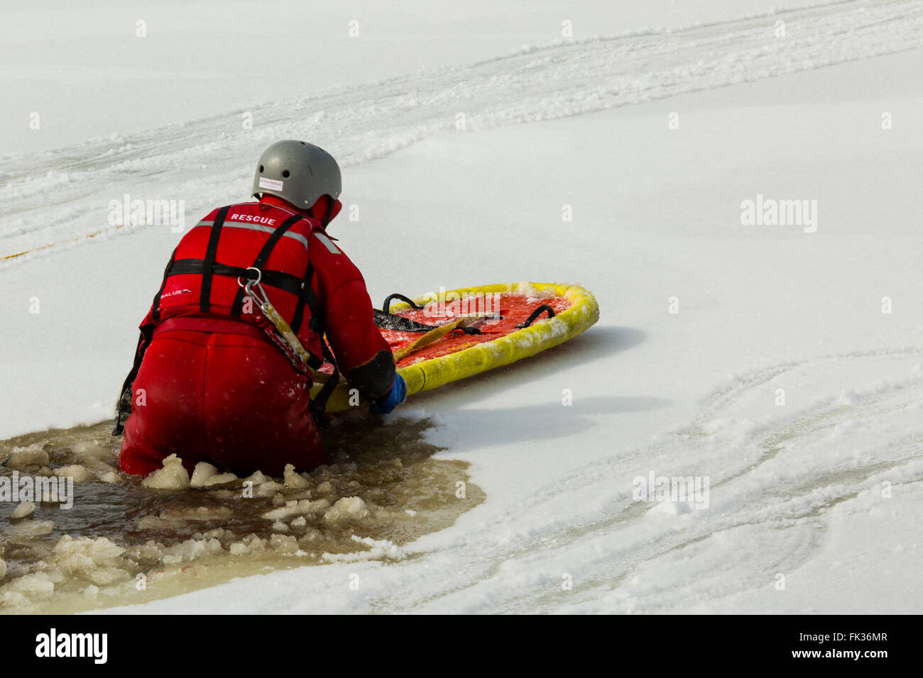 Formation de sauvetage sur glace Ontario Canada Banque D'Images