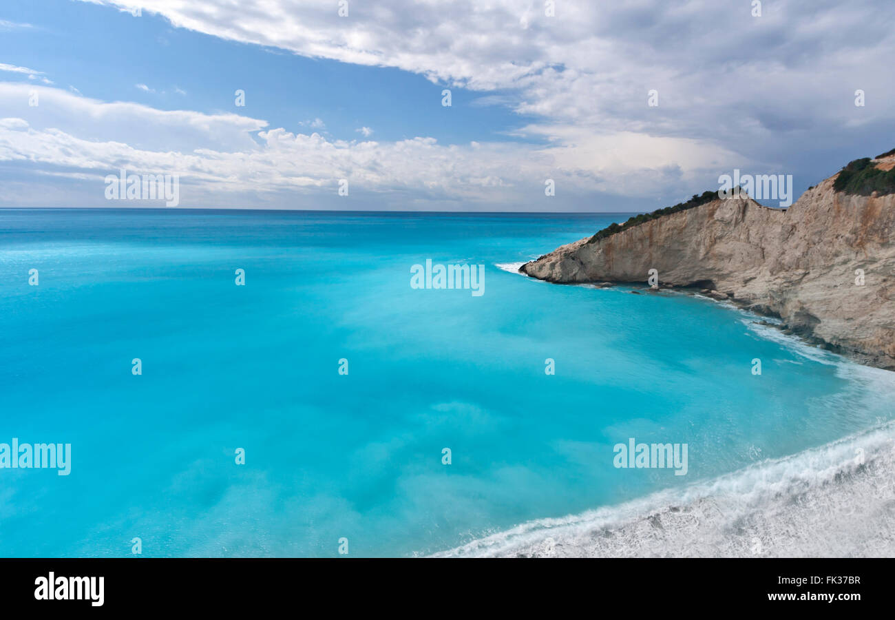 Porto Katsiki plage dans la mer Ionienne. Leukada island.Porto .la Grèce. Banque D'Images
