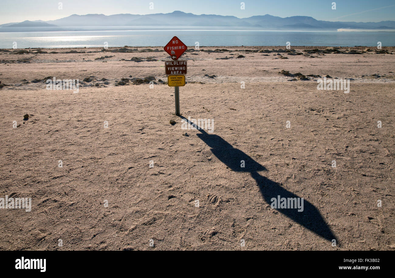 Rivage recule à Salton Sea State Recreation Area sur le lac Salton, California USA Banque D'Images