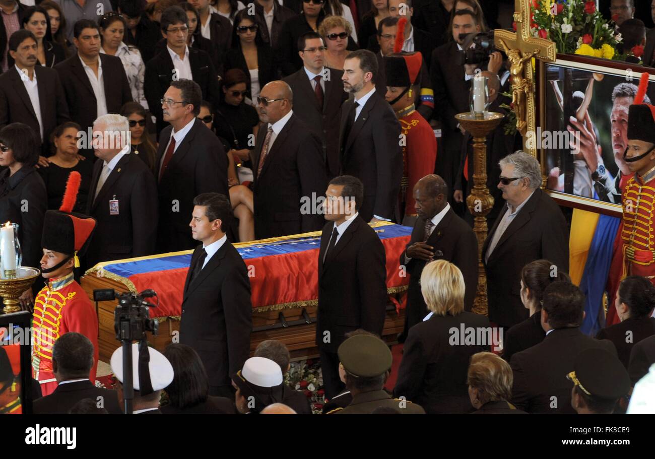 Les dirigeants du monde entier assister à l'enterrement du Venezuela Le président Hugo Chavez, le 8 mars 2013 à Caracas, Venezuela. Banque D'Images