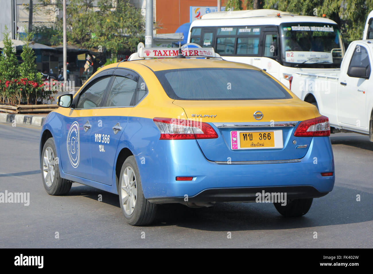 Chiang Mai, Thaïlande - 13 février 2016 : city taxi chiangmai, le service en ville. Photo Nouvelle gare routière de Chiangmai, Thaïlande. Banque D'Images