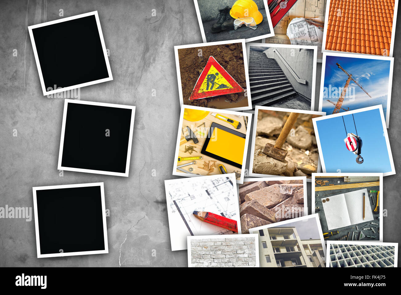 Le thème de l'industrie de la construction photo collage avec photos ...