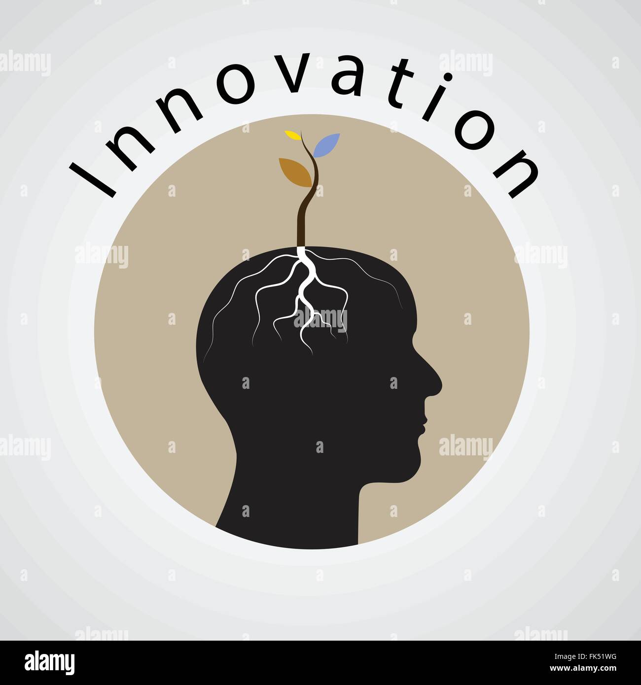 Concept de l'innovation. Des arbres poussent sur des tiges idée verte symbole tête humaine. d'affaires et industriel vert idée. Vector illustration Illustration de Vecteur