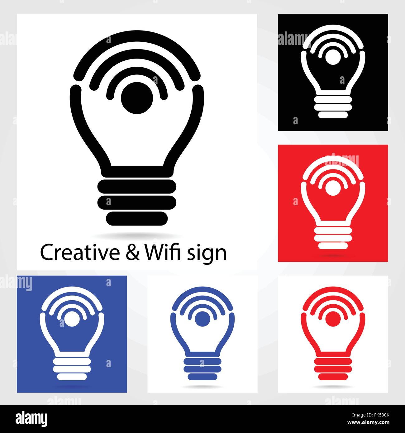 Ensemble de lampe lumière créative avec connexion Wi-Fi gratuite et d'icônes pour un usage commercial ou professionnel. Concept de l'éducation et de la technologie. Vector illustration Illustration de Vecteur
