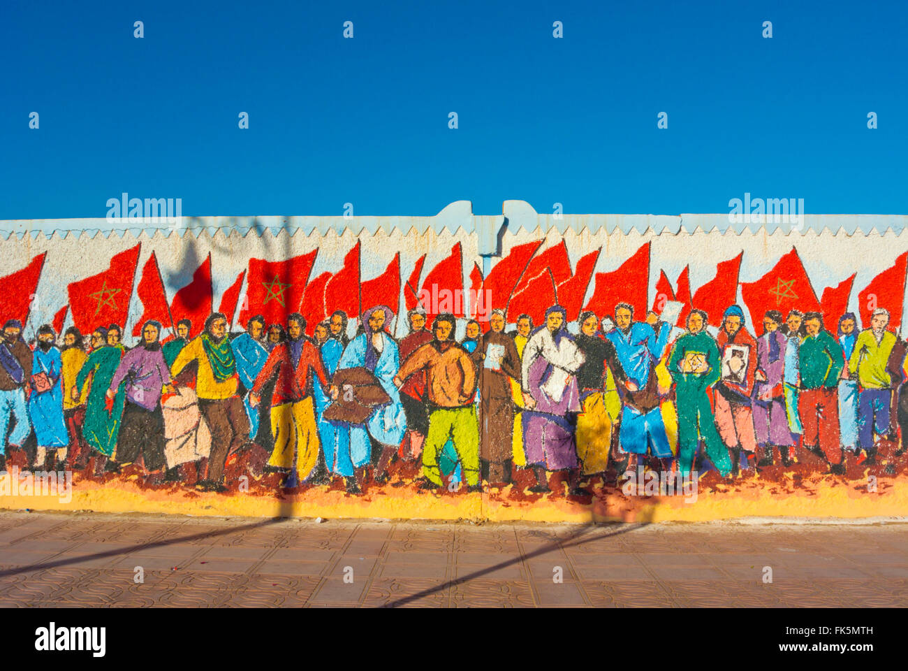 Marche verte murale, Tan Tan, le sud du Maroc, l'Afrique du Nord Banque D'Images