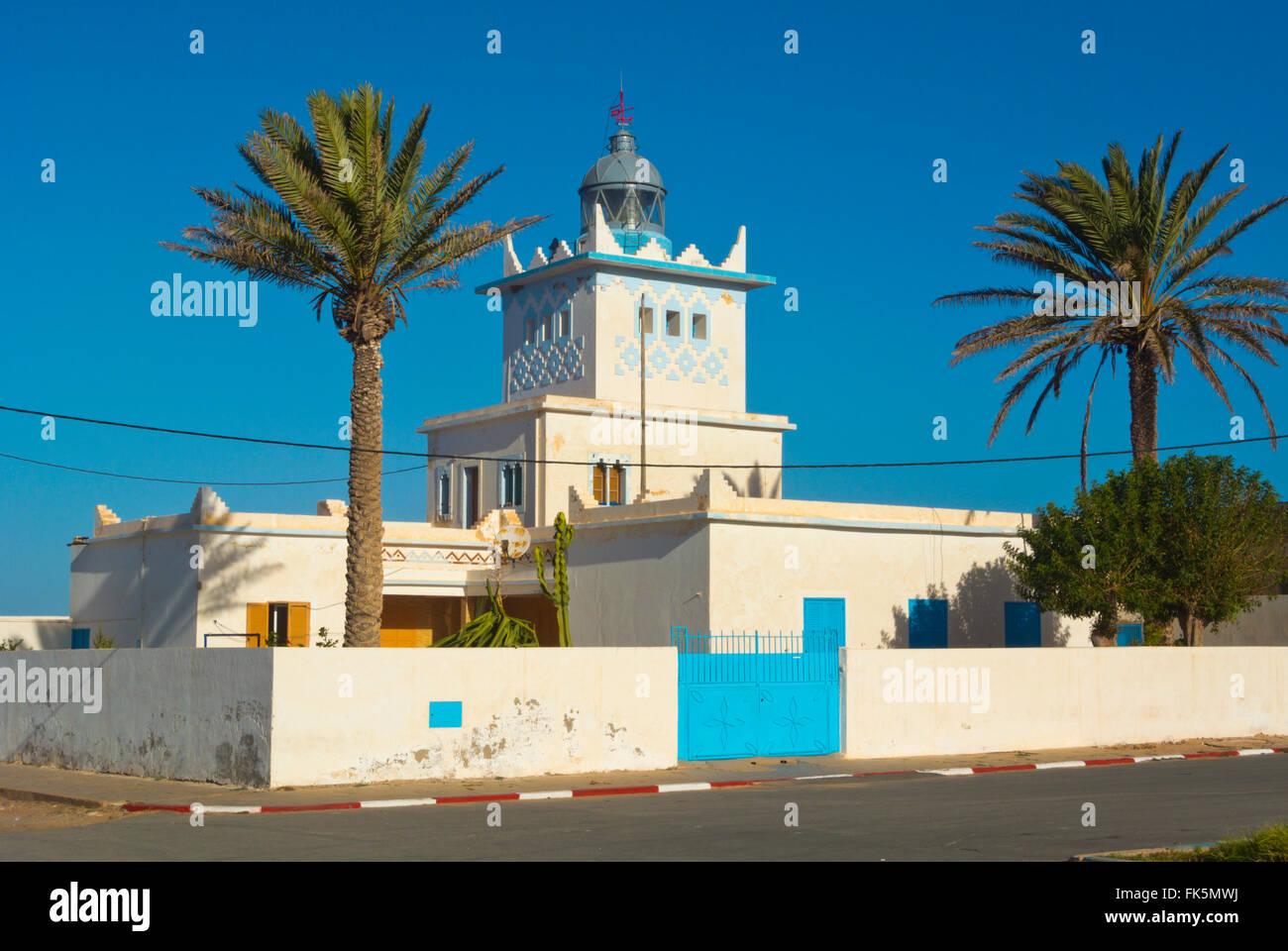 Phare, Sidi Ifni, Guelmim-Oued, région du sud du Maroc, l'Afrique du Nord Banque D'Images