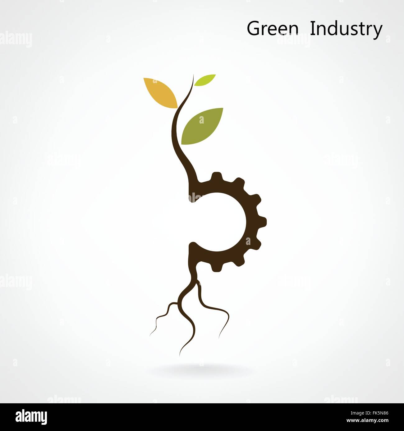 Concept de l'industrie verte. Petite plante et symbole d'engrenage, d'affaires et idée verte, l'éducation concept. Vector illustration. Illustration de Vecteur