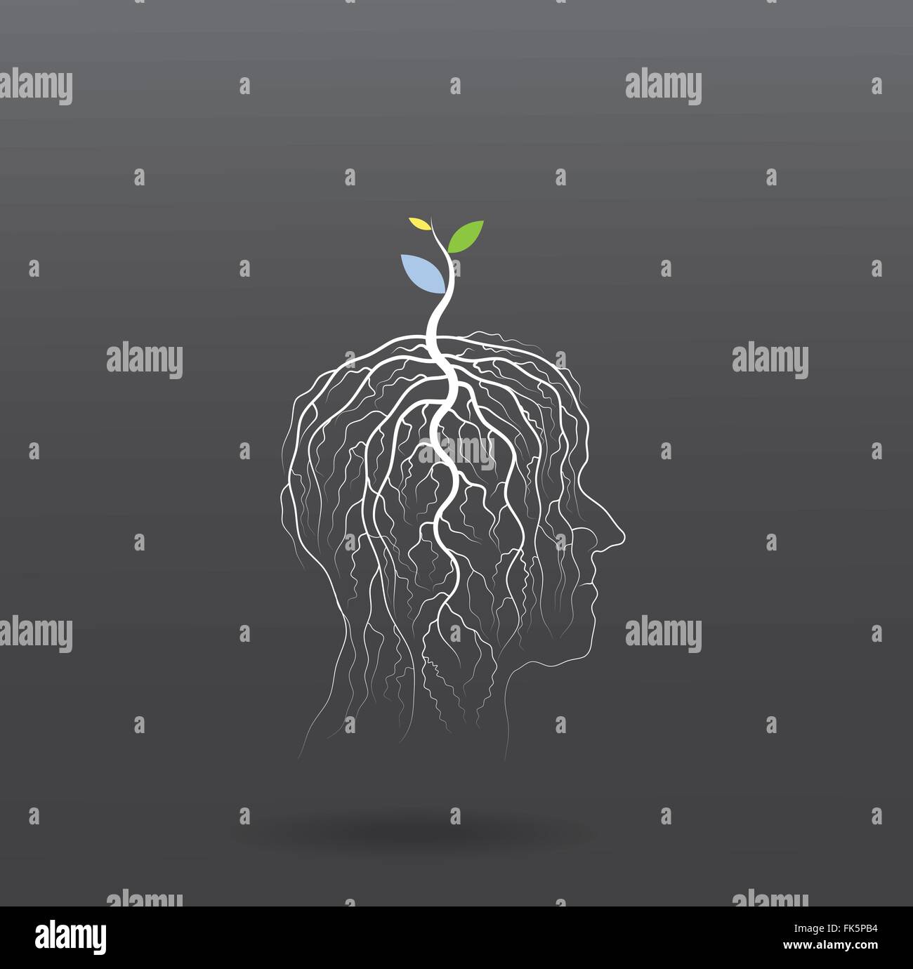 Think green concept. Des arbres poussent sur des tiges idée verte symbole tête humaine. d'affaires et industriel vert idée. Vector illustration Illustration de Vecteur