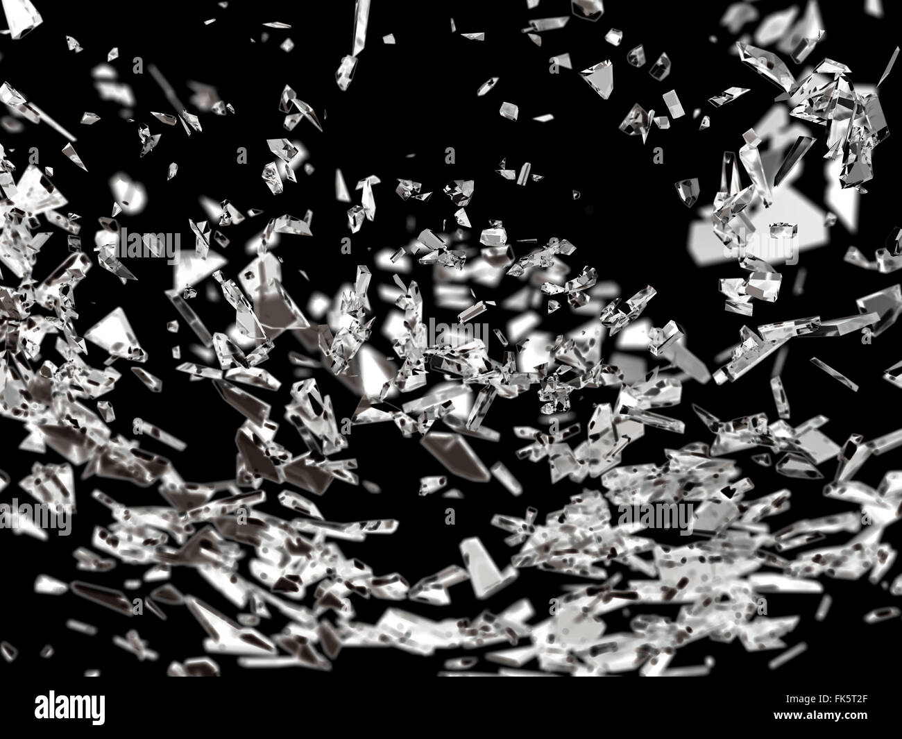 Détruits et verre fissuré sur noir Banque D'Images