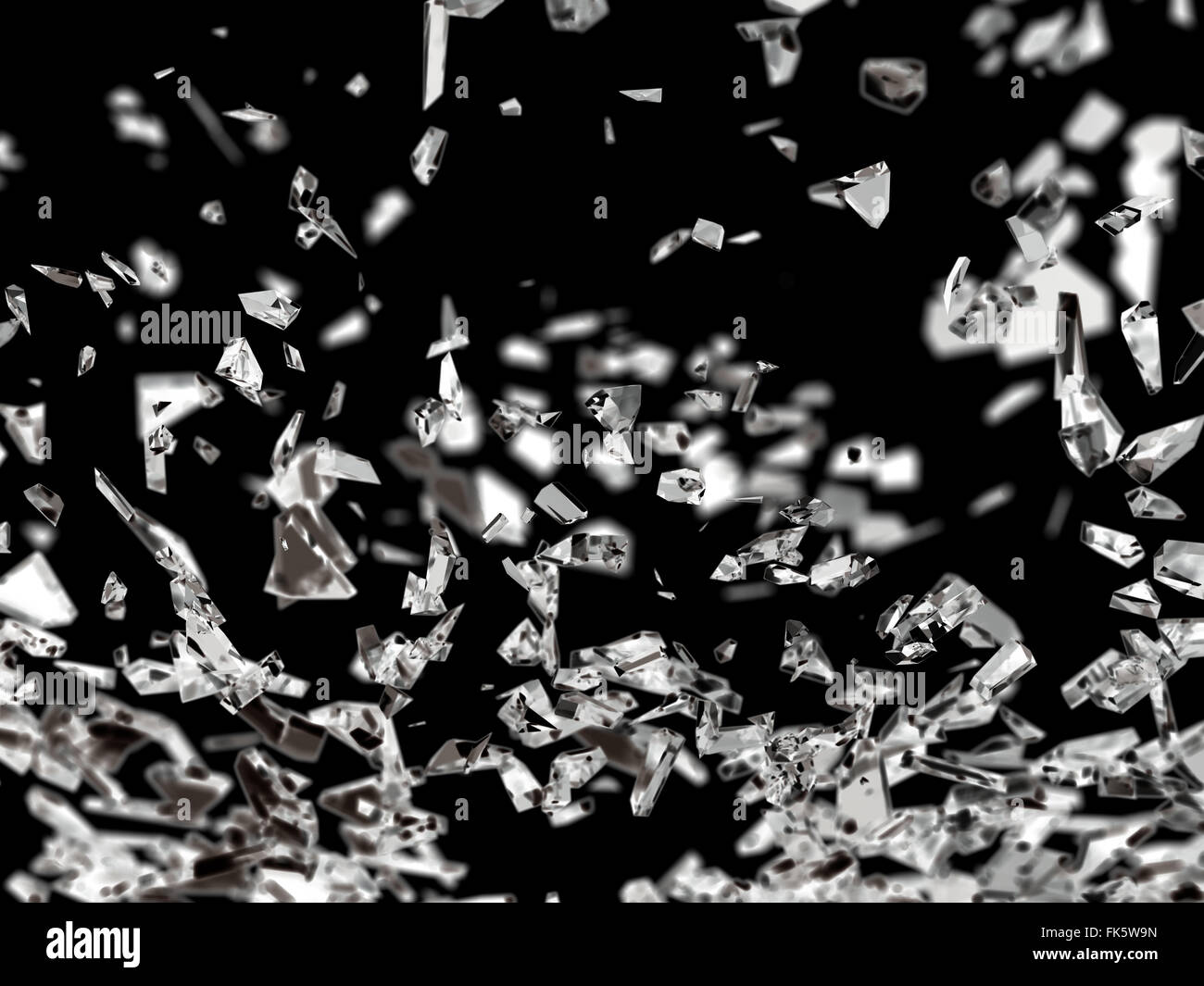 Morceaux de verre isolé fissuré ou fractionnés Banque D'Images