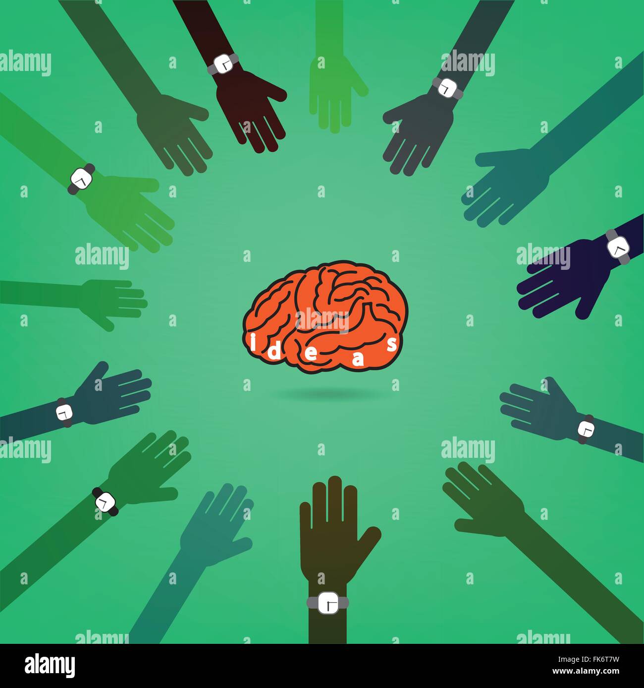Cerveau créatif idée concept avec les mains sur l'homme d'arrière-plan, le concept de réflexion, idée d'entreprise, d'équipe sign Illustration de Vecteur