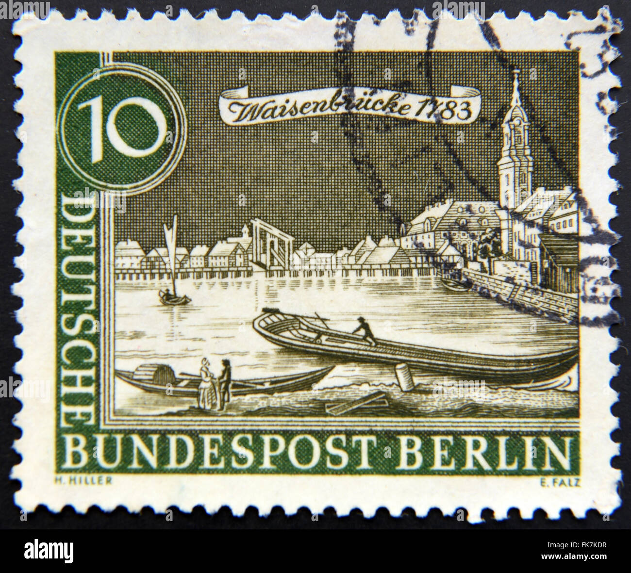 Allemagne - circa 1962 : timbre imprimé en Allemagne montre vue du vieux Berlin, 1783, vers 1962 Banque D'Images