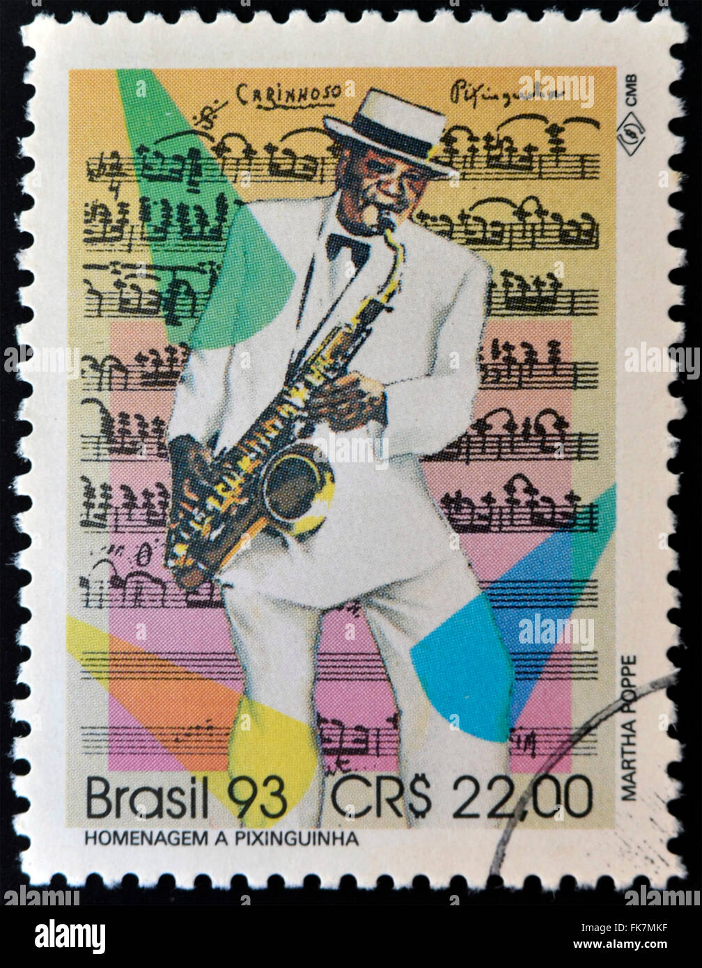 Brésil - circa 1993 : timbre imprimé au Brésil montre Pixinguinha, vers 1993 Banque D'Images