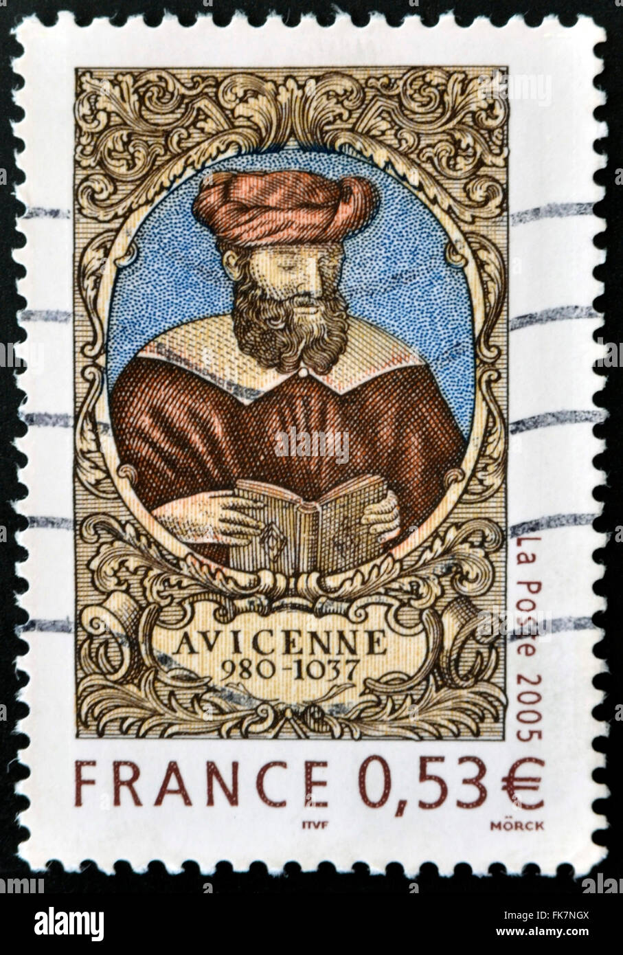 FRANCE - circa 2005 : timbre imprimé en France montre Avicenne, vers 2005 Banque D'Images