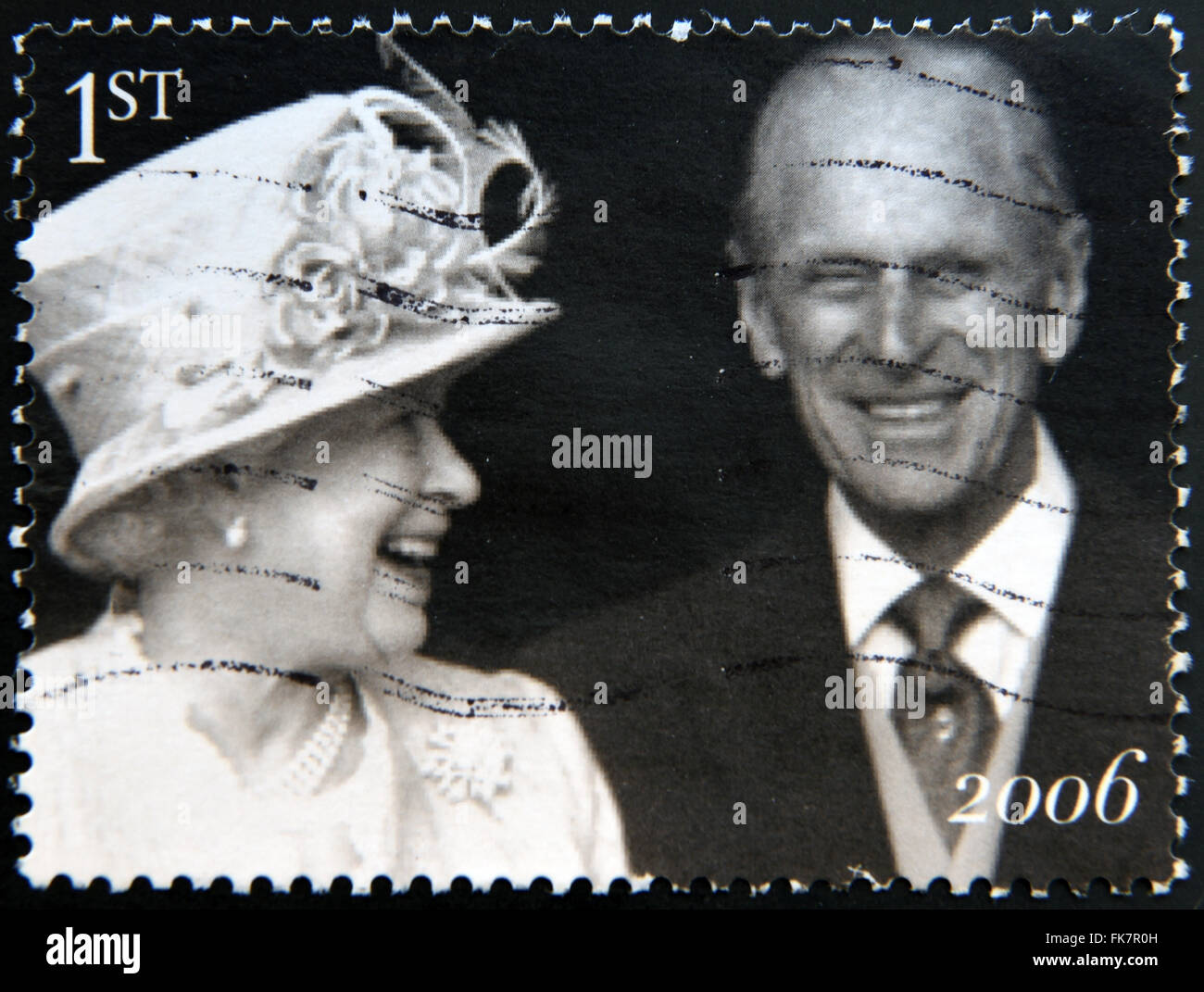 Royaume-uni - circa 2006 : timbres en UK montre la reine Elizabeth II et le duc d'Édimbourg le Prince Philip Banque D'Images
