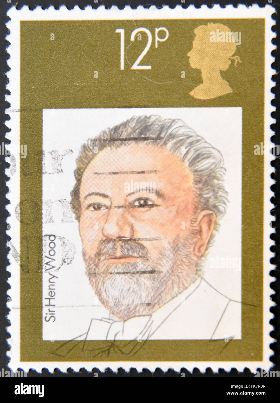 Royaume-uni - circa 1980 : timbre imprimé en Grande-Bretagne montre sir Henry Joseph Wood, vers 1980 Banque D'Images