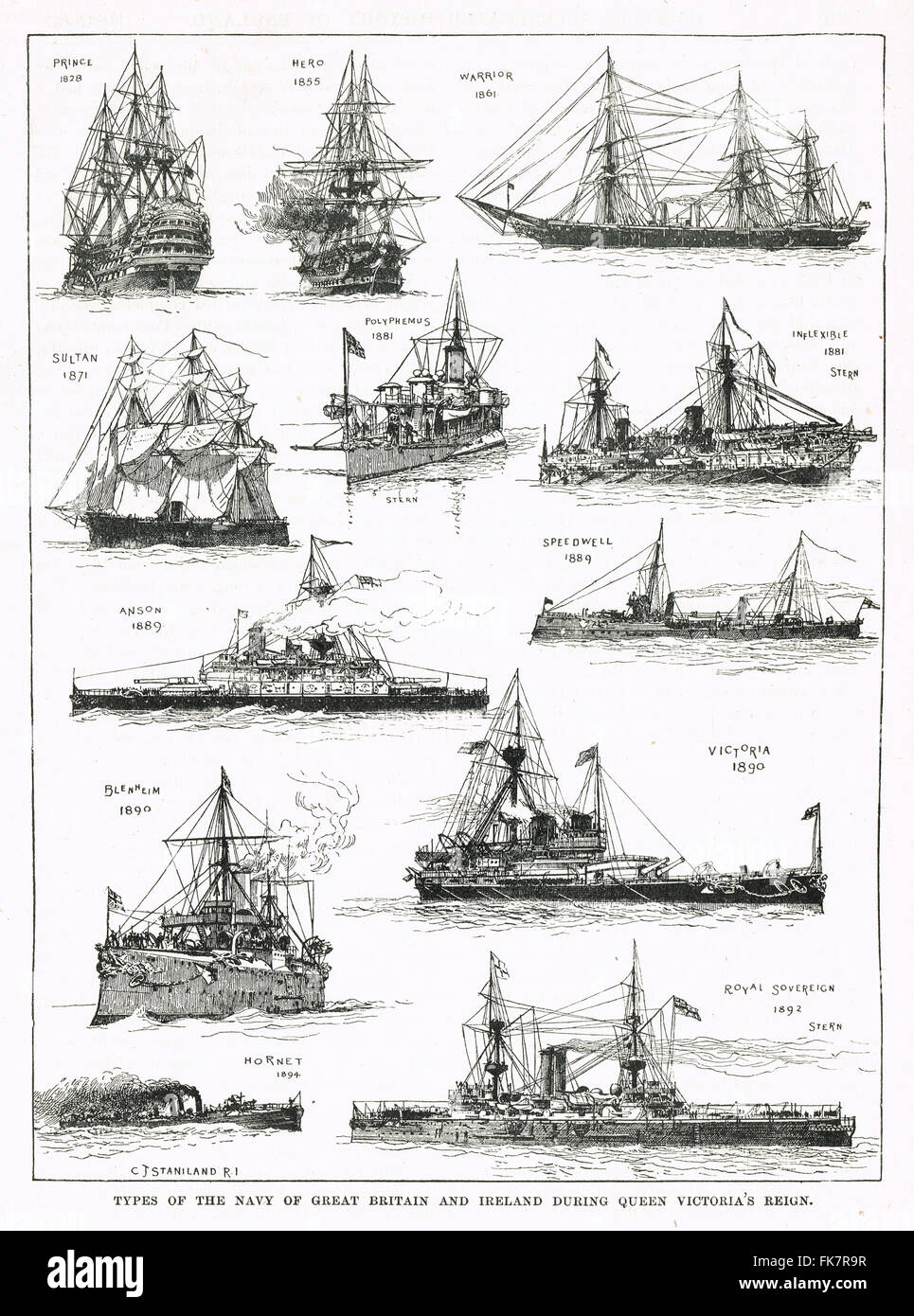 Types de navires de la Marine en usage durant le règne de la reine Victoria Banque D'Images