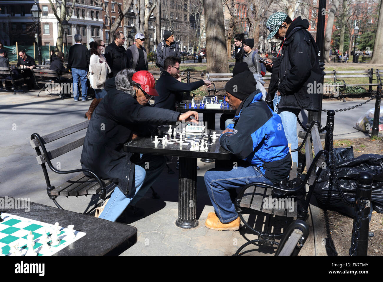 Jeu d'échecs du Parc Washington Square New York City Banque D'Images