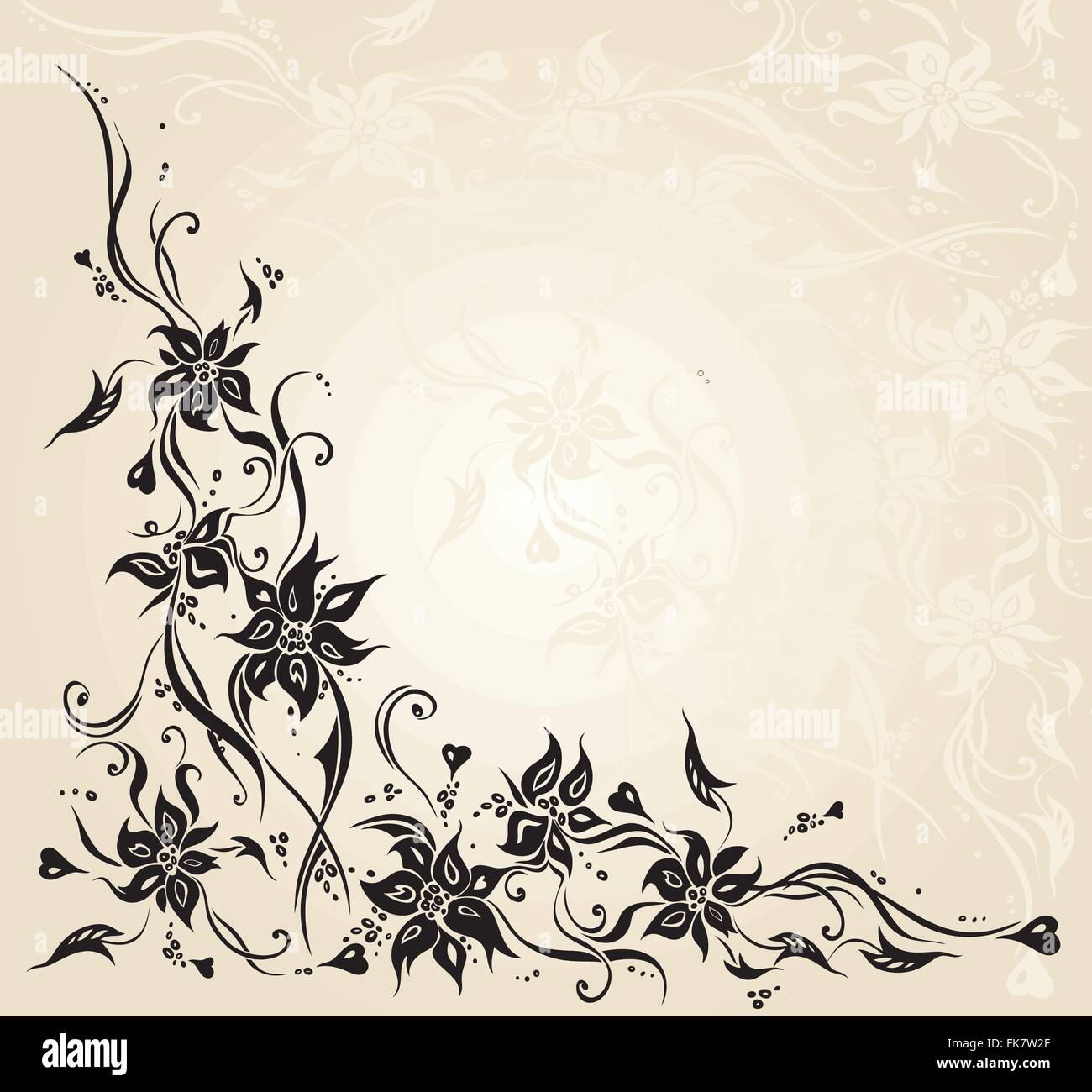 Ecru vintage décoration florale mariage invitation conception d'arrière-plan Illustration de Vecteur