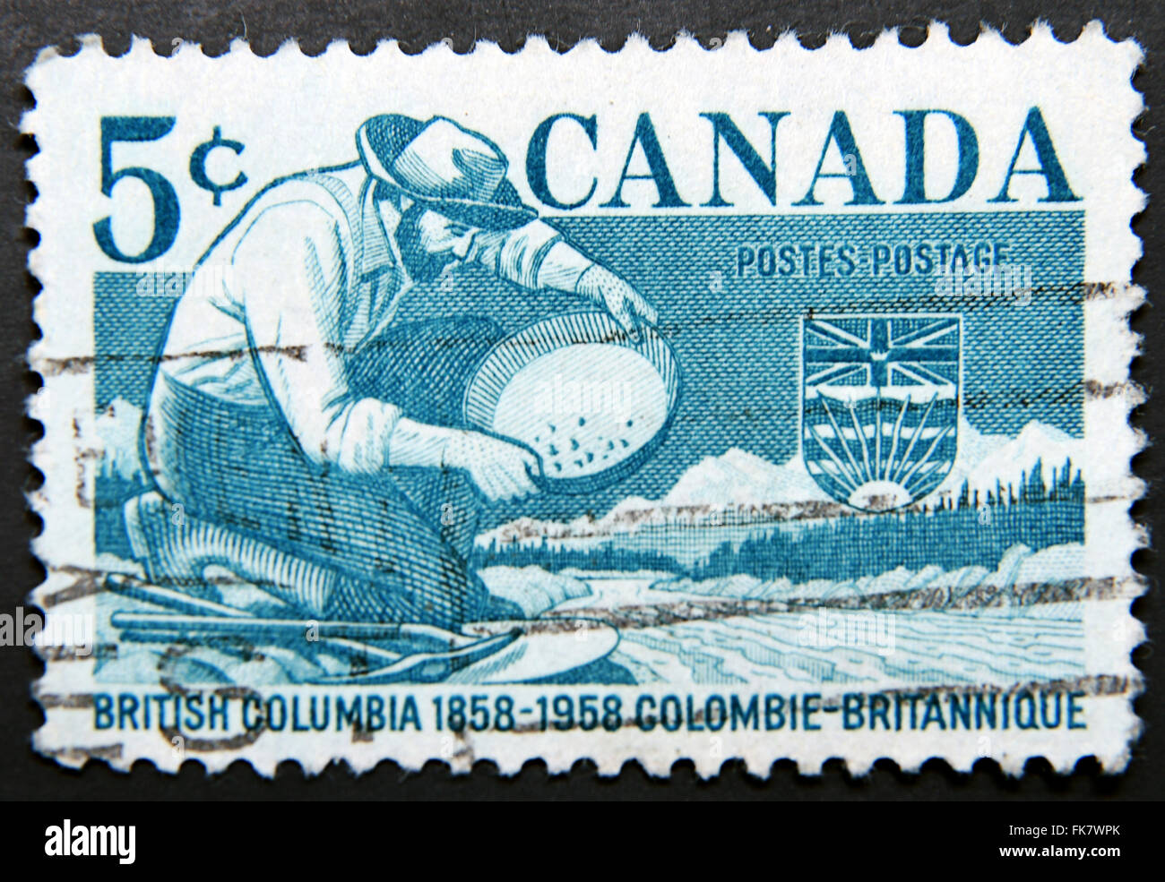 CANADA - circa 1958 : un timbre dédié à la Colombie-Britannique Banque D'Images