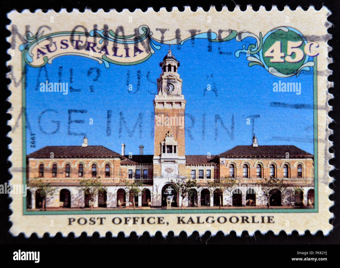 L'AUSTRALIE - circa 1992 : timbre imprimé dans l'Australie montre un bureau de poste, Kalgoorlie, Australie de l'Ouest, vers 1992 Banque D'Images