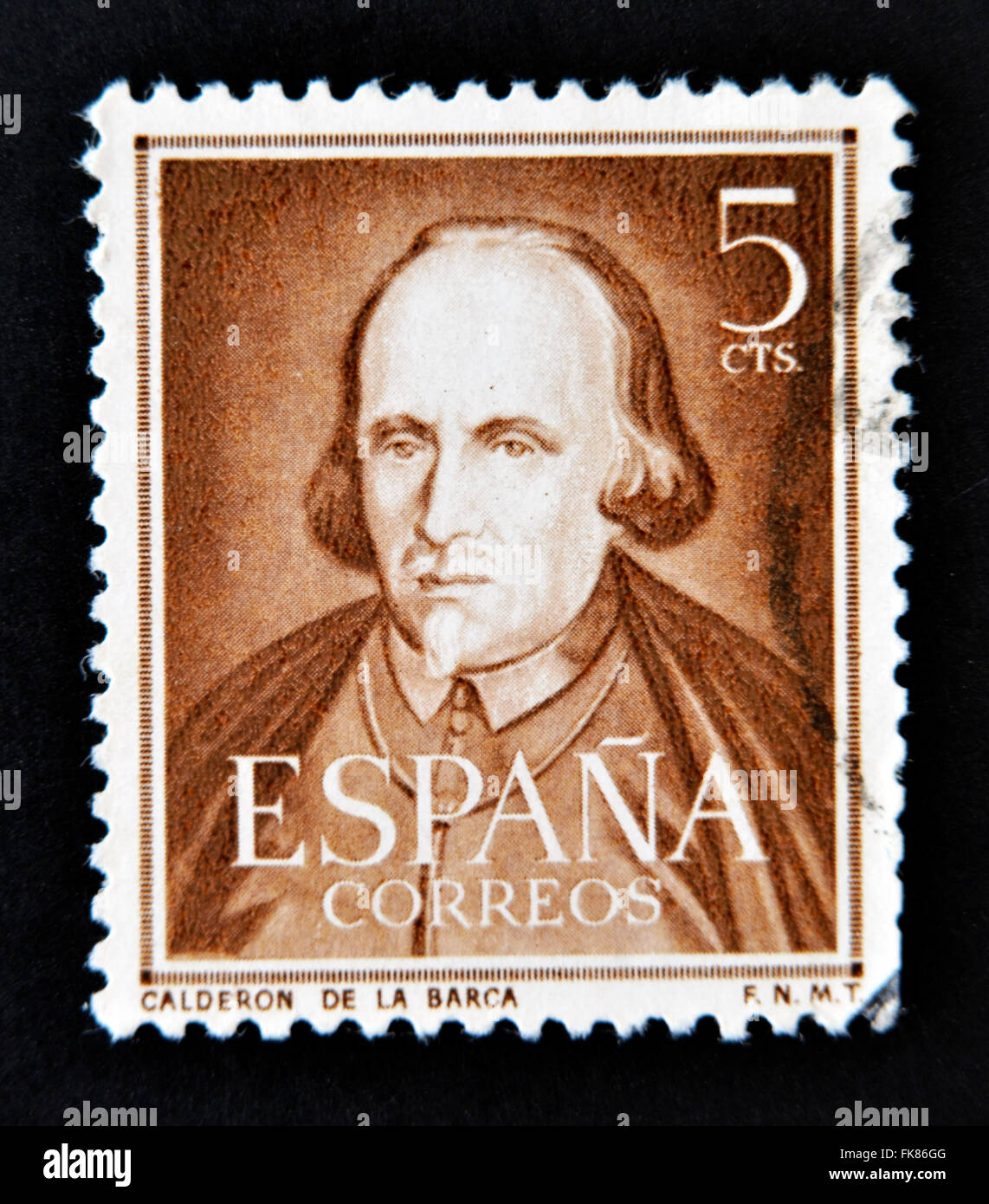 Espagne - circa 1951 : timbre imprimé en Espagne montre dramaturge, poète et écrivain Pedro Calderon de la Barca, vers 1951 Banque D'Images