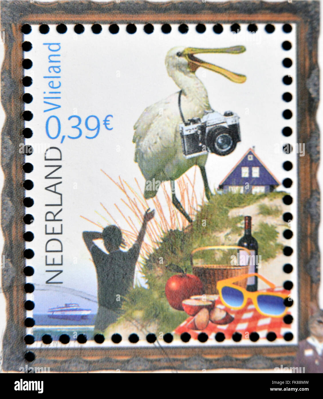 HOLLAND - circa 2006 : timbre imprimé en France dédié aux belles Holland, Vlieland, vers 2006 montre Banque D'Images