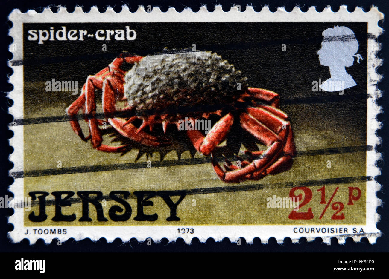 JERSEY - VERS 1973 : un timbre imprimé en jersey montre une araignée-crabe, vers 1973 Banque D'Images