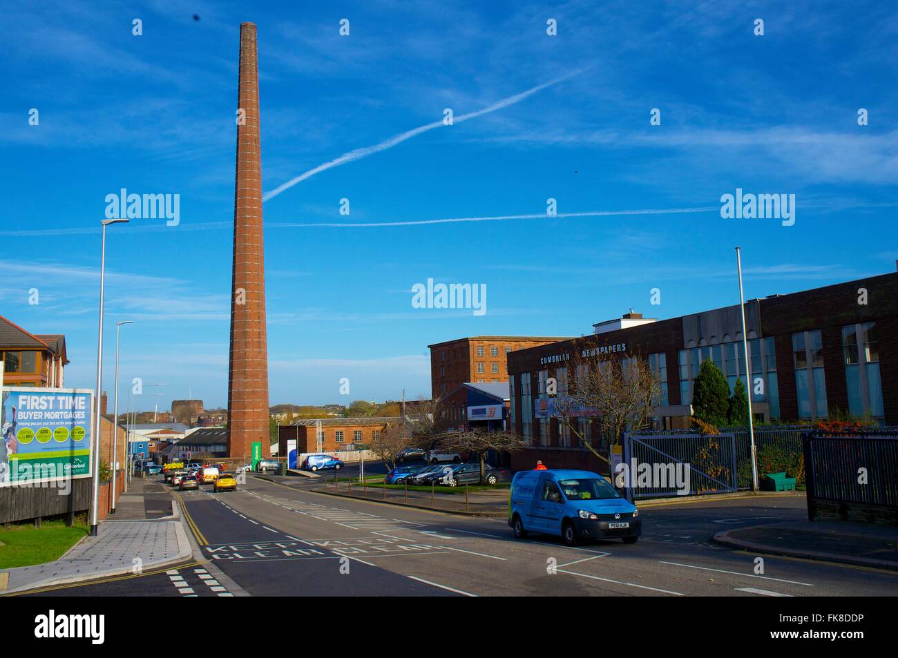 La cheminée de Dixon. 290 pieds de hauteur de cheminée ancienne usine textile. Shaddon Mill Road, Dalston, Shaddongate, Carlisle, Cumbria, Royaume-Uni Banque D'Images