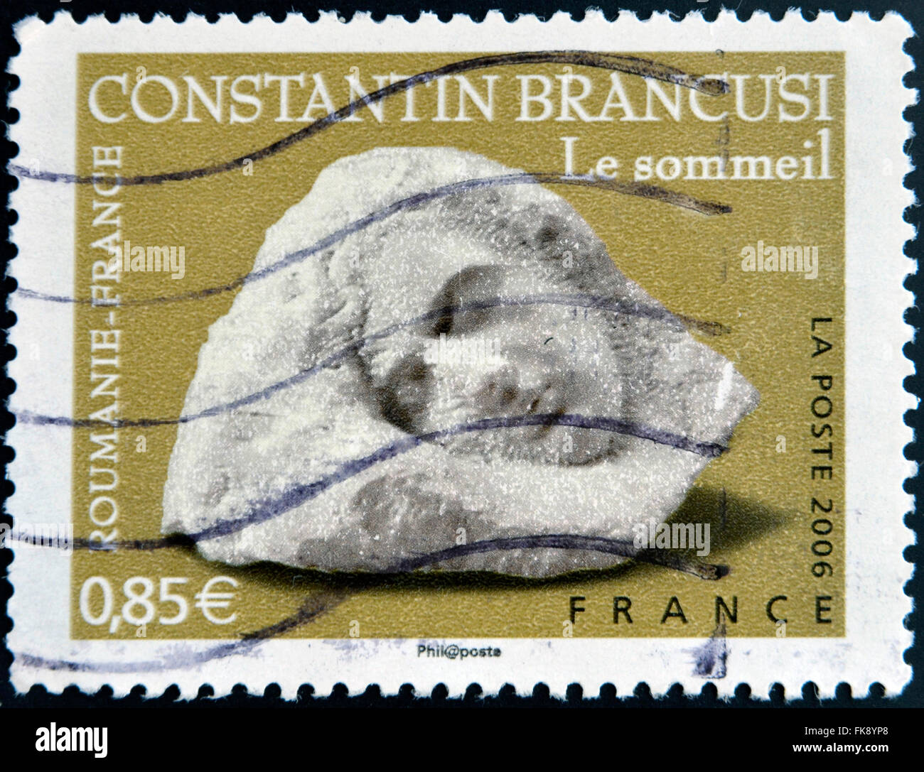 FRANCE - circa 2006 : timbre imprimé en France montre des sculptures de Constantin Brancusi, circa 2006 Banque D'Images
