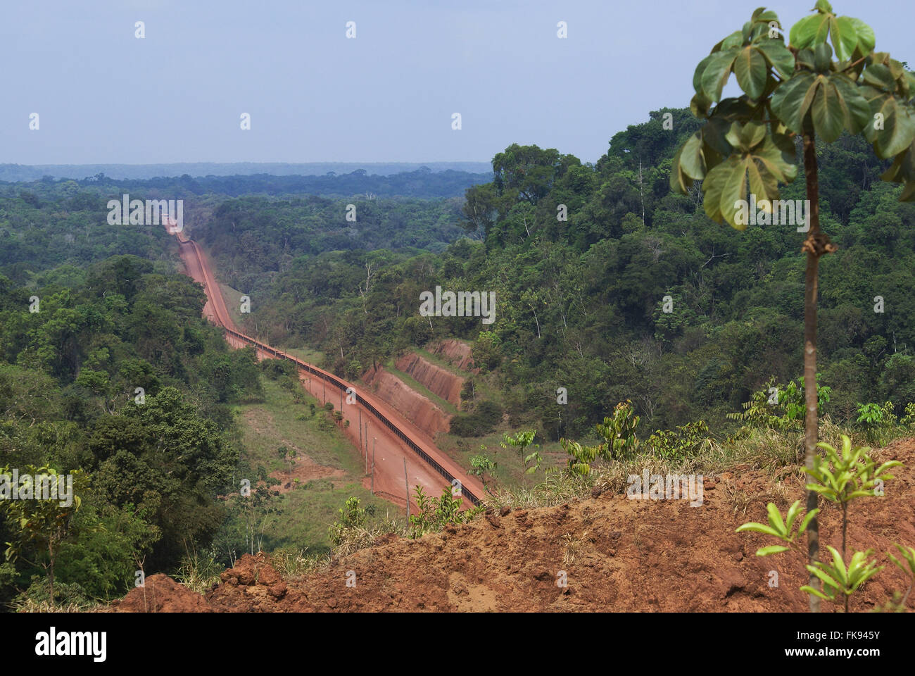 Convoyeur à bande de bauxite couper la Forêt Amazonienne - N° dossier N° dossier Banque D'Images