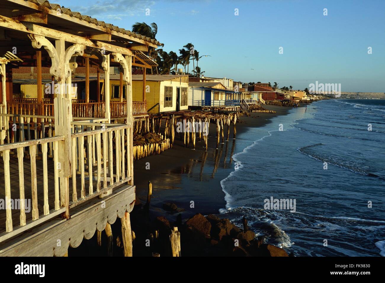 Maison traditionnelle - Plage à COLAN. .Département de Piura au Pérou Banque D'Images