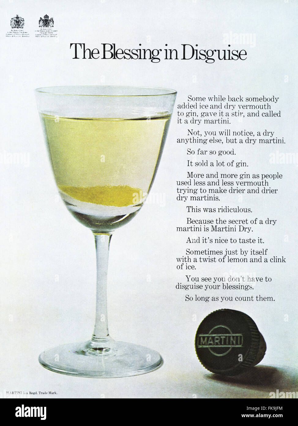 Vintage Original annonce pleine page couleur à partir de 1960. Publicité La publicité 1969 du martini. Banque D'Images