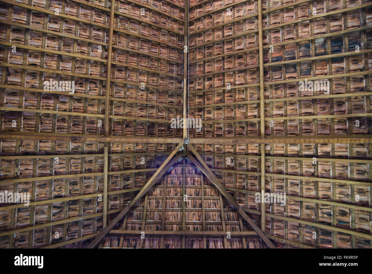 Ancien corps de ferme du début du xxe siècle - Détail de l'ossature bois Banque D'Images