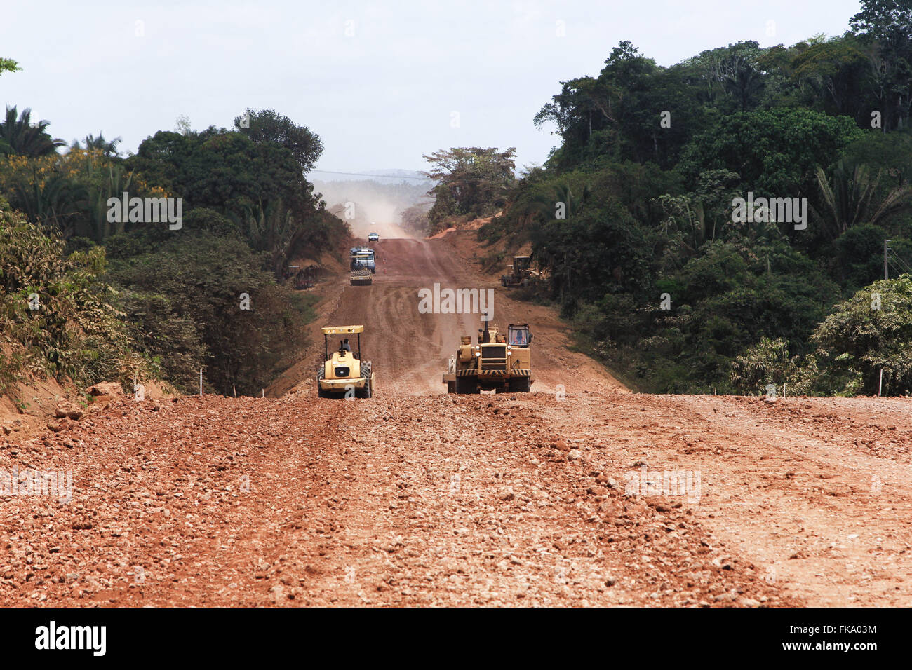 La construction de l'autoroute BR 163 Cuiaba-Santarem Banque D'Images