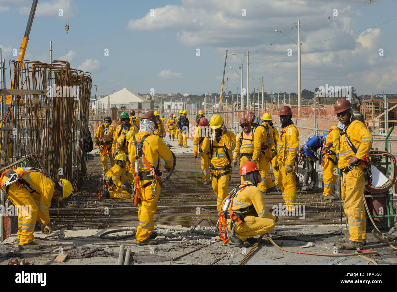 Coopératives dans les travaux de l'agrandissement de l'aéroport international Guarulhos de Sao Paulo / Banque D'Images