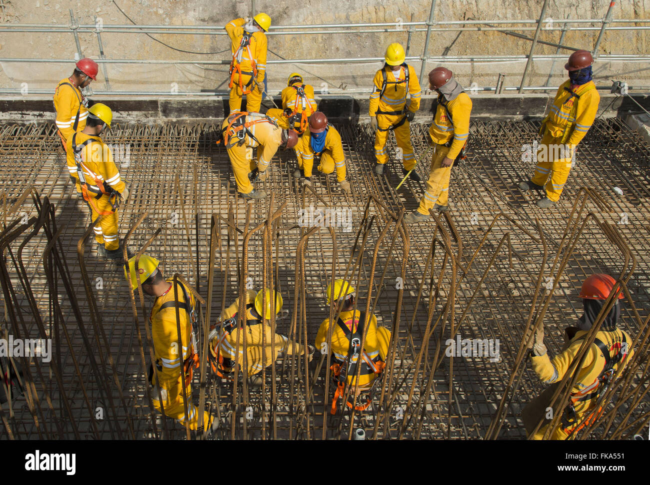 Coopératives dans les travaux de l'agrandissement de l'aéroport international Guarulhos de Sao Paulo / Banque D'Images