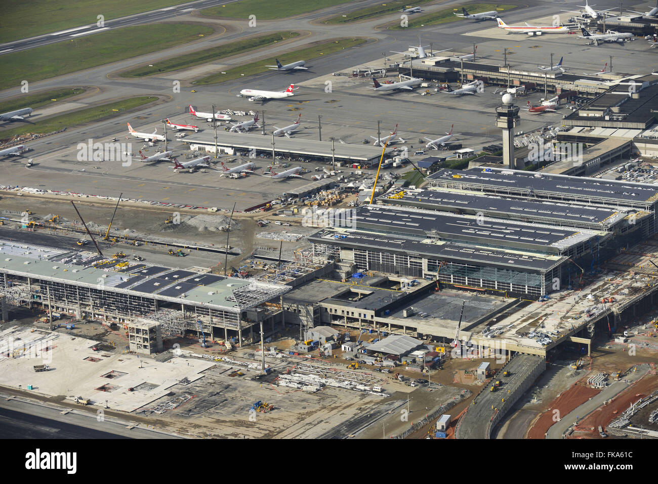 Vue aérienne de l'extension de l'Aéroport International de Sao Paulo Banque D'Images