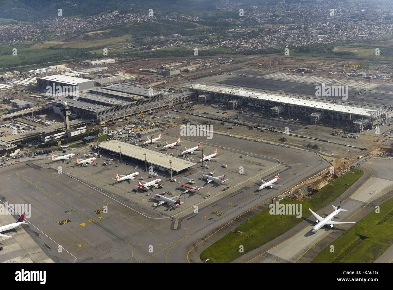 Vue aérienne de l'extension de l'Aéroport International de Sao Paulo Banque D'Images