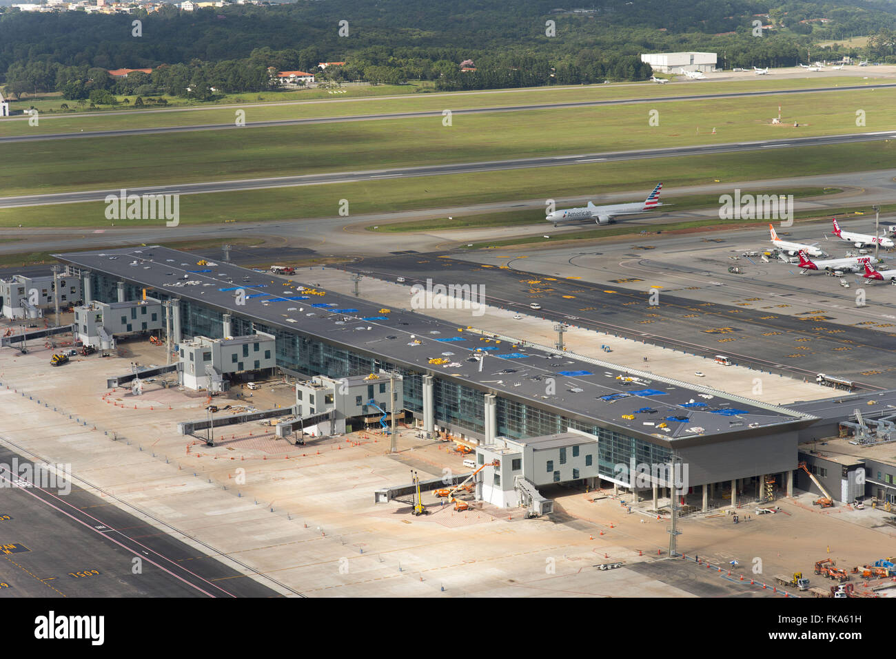 Vue aérienne de l'extension de l'Aéroport International de Sao Paulo Banque D'Images