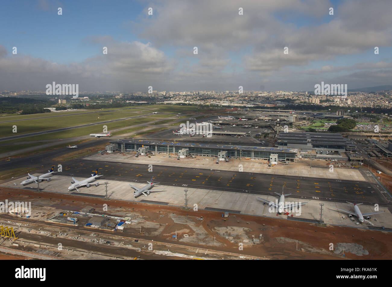 Vue aérienne de l'extension de l'Aéroport International de Sao Paulo Banque D'Images