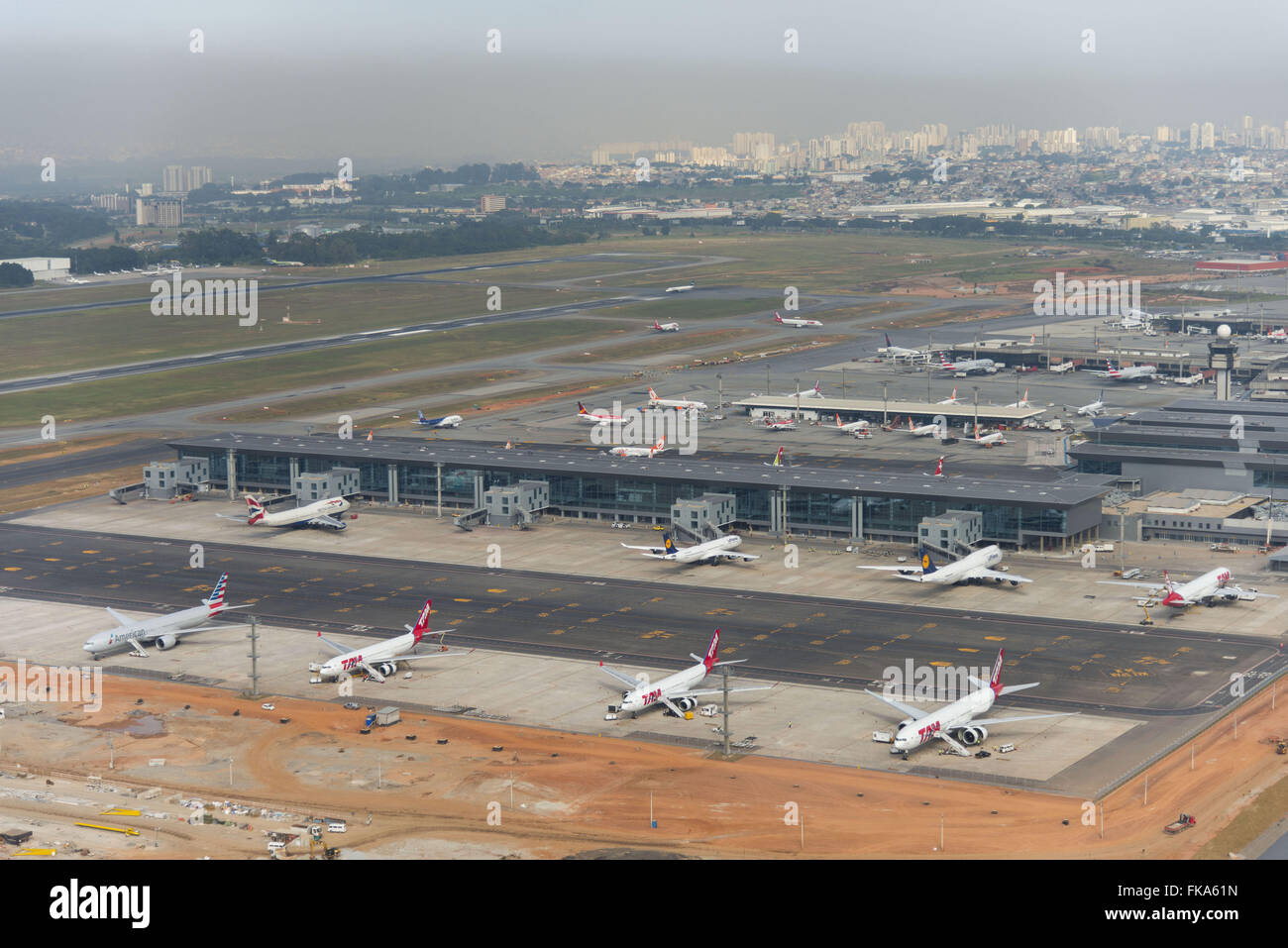 Vue aérienne de l'aérogare 3 de l'Aéroport International de Sao Paulo Banque D'Images
