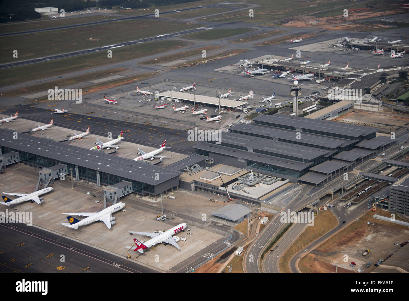 Vue aérienne de l'aérogare 3 de l'Aéroport International de Sao Paulo Banque D'Images