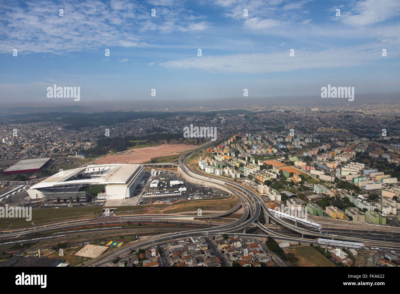 Vue aérienne de la scène Corinthiens Arena - Accueil de l'ouverture de la Coupe du Monde 2014 Banque D'Images