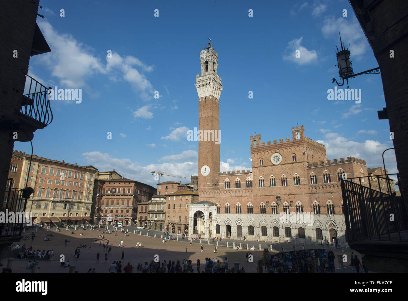 Torre del Mangia n'Palazzo Pubblico na Piazza del Campo - centro histórico Banque D'Images